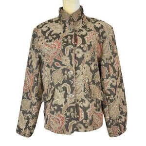 Flashback Tapestry Vintage Women Blazer Jacket Sz XL front pockets Floral
